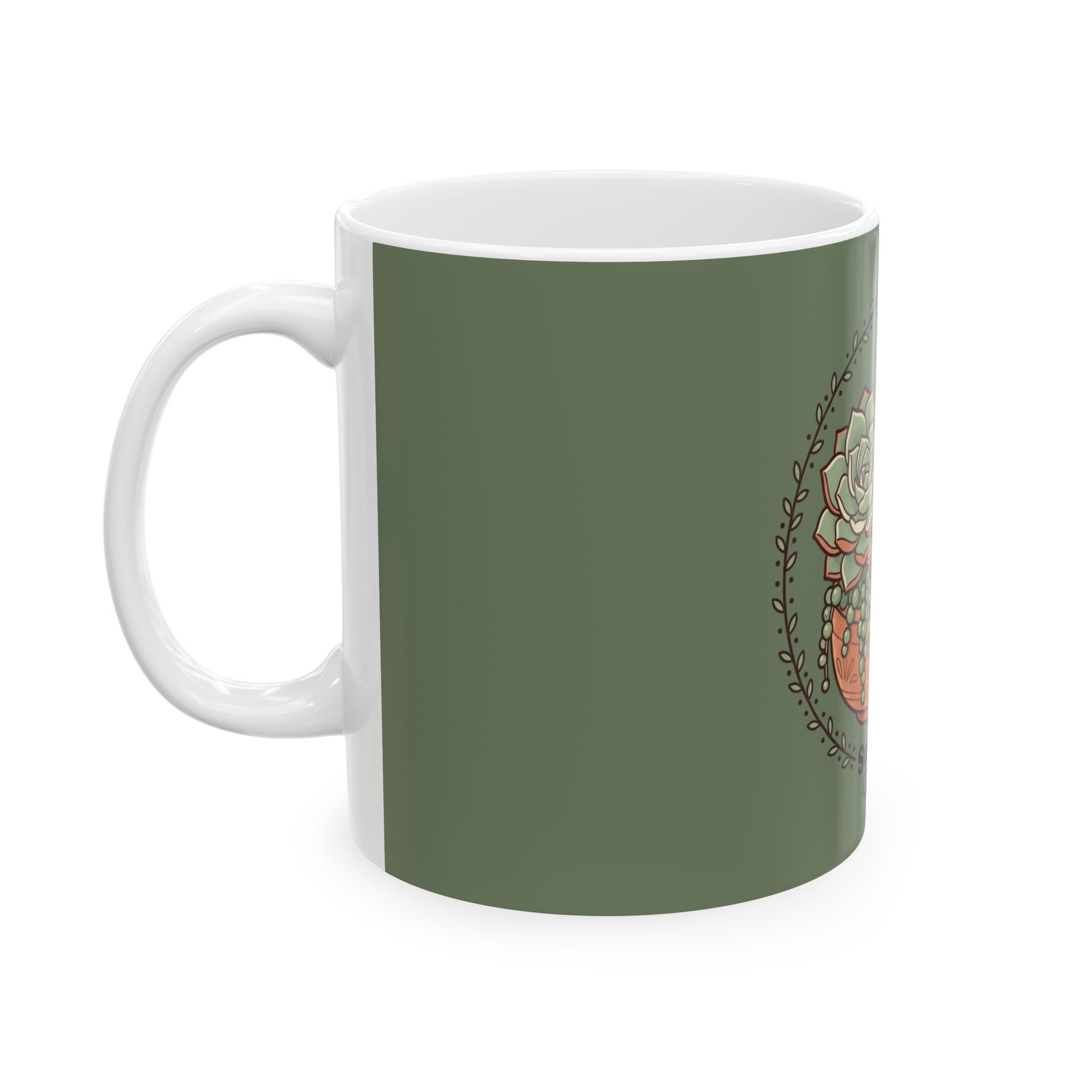 Succulent Garden Ceramic Mug — Botanical 11oz/15oz Coffee Cup