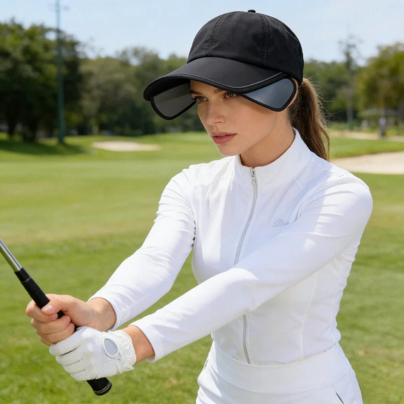 Summer Sun Hat for Women, Enlarged and Widened Brim, Outdoor Sports, Empty Top Duckbill Hat, Tied Ponytail Sun Hat