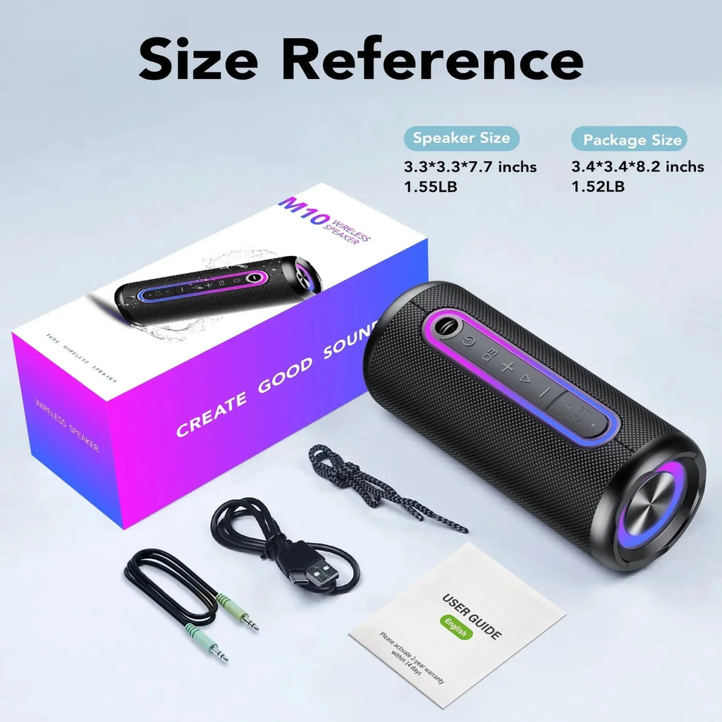 Portable Bluetooth Speaker IPX7 Waterproof Wireless Speaker with 30W Powerful Sound Colorful Flashing Lights TWS Mode for Party