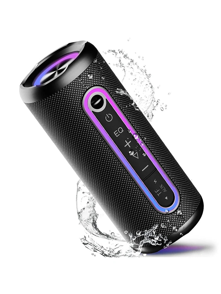 Portable Bluetooth Speaker IPX7 Waterproof Wireless Speaker with 30W Powerful Sound Colorful Flashing Lights TWS Mode for Party