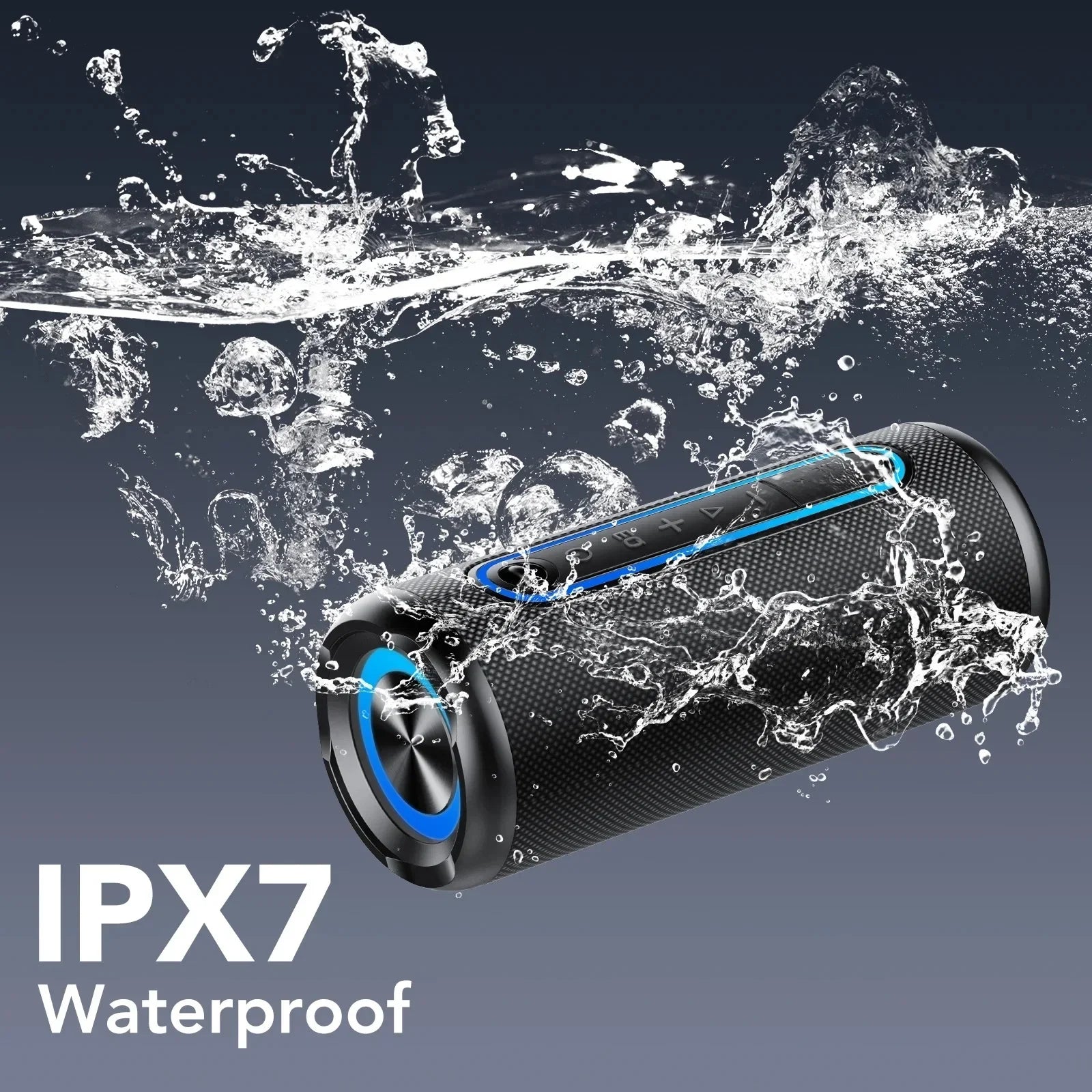 Portable Bluetooth Speaker IPX7 Waterproof Wireless Speaker with 30W Powerful Sound Colorful Flashing Lights TWS Mode for Party