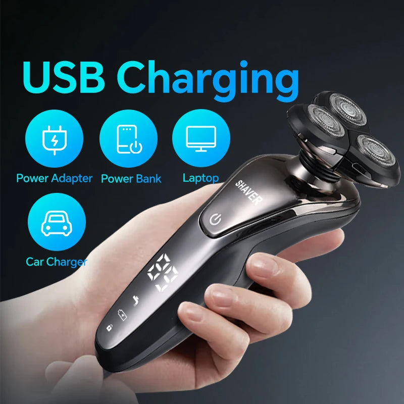 Men's electric shaver, rechargeable rotary shaver, Father's Day gift for dad, man, husband, boyfriend